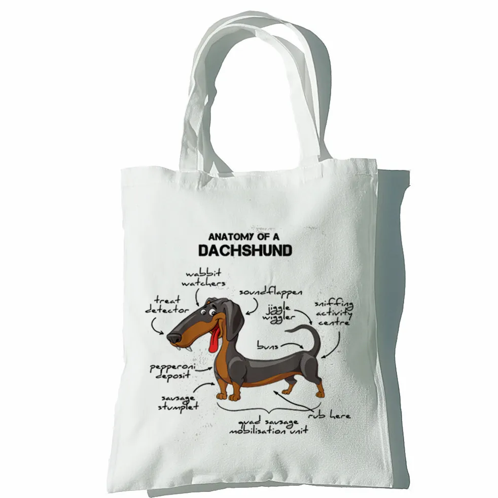 Dachshund engraçado bolsas femininas sacos de ombro casual compras meninas cão animal preto bolsa feminina elegante lona