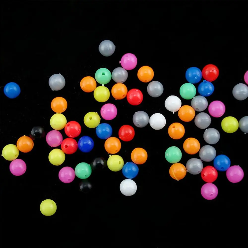 100Pcs Mixed Color Fishing Cross Beads Double Pearl Floats Balls Round PE Plastic Drill Stoppers High Quality Fishing Accessory