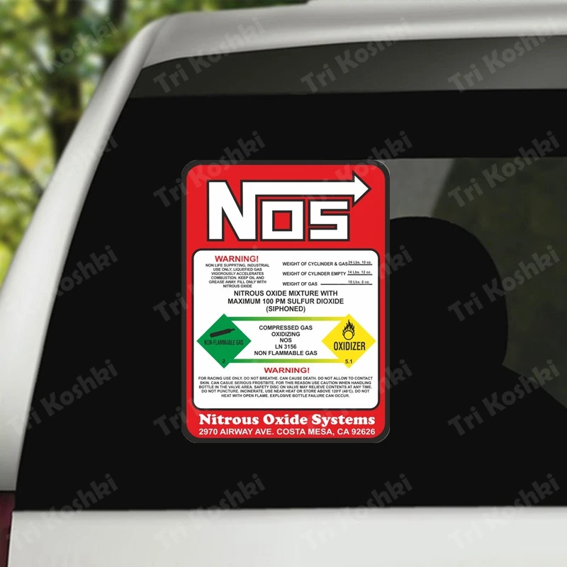 KCS136 Car Racing Stickers NOS Nitrous Oxide Systems car sticker PVC colorful Decals Waterproof sticker on Car Body Rear Window