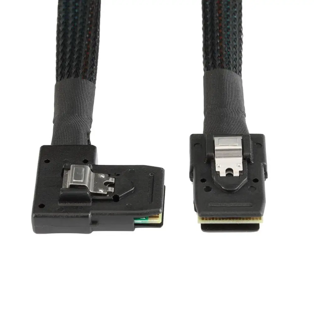 Mini Cable SAS interno de 0,8 M, 36 Pines, 8087 a izquierda y derecha, curva de 90 grados, SFF-8087, Mini Cable SAS, Cable de disco duro, Cable de ordenador