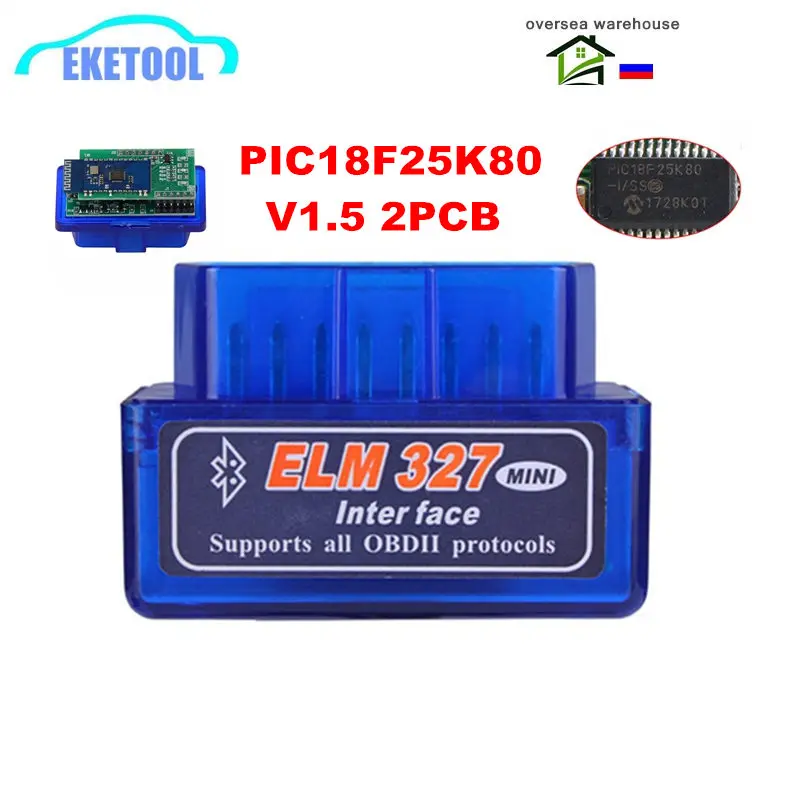 

50pcs/Lot 2PCB V1.5 Firmware ELM327 Bluetooth OBD2 Code Reader Works Android ELM 327 Diagnostic Scanner Free Shipping