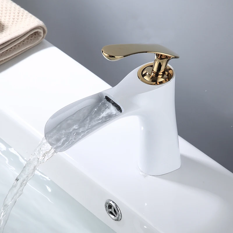 Bathroom Sink Faucet White Brass Cold and Hot Bathroom Faucet Single Handle Spray Mixer Basin Tap Toilet Sink Water Faucet Crane