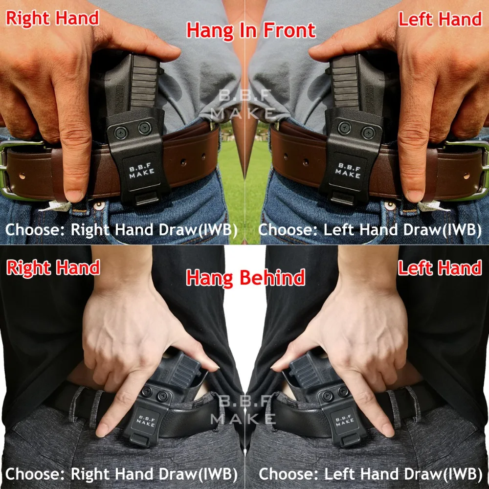 BBF Make Glock 19 Holster IWB Kydex Holster Custom Fit: Glock 19 19X / Glock 23 / Glock 25 / Glock 32 / Glock 45 (Gen 3 4 5)