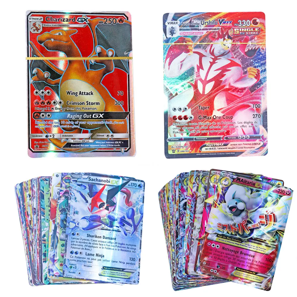 20PC French/English Version Pokemon Cards V GX MEGA TAG TEAM EX Game Battle Card Children Toy