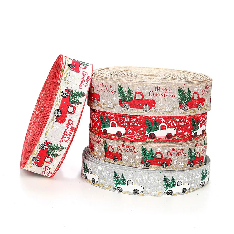 Christmas DIY Fabric Swirl Ribbon Burlap Ribbon With Wired Edge Gift Classic Wrapping Christmas Tree Ribbon Wreath Bows 2m*5cm