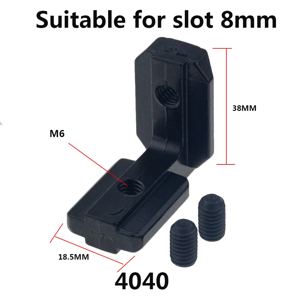 10pcs/Pack 2020 Black L Shape Interior Corner Connector Joint Bracket with screws for 1515 2020 3030 4040 EU Aluminum Profile