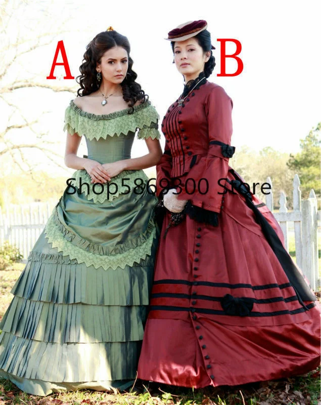 Vampire Diary evening dress Century French Noble style Duchess Civil war Renaissance Theater Victorian Reenactment prom dresses