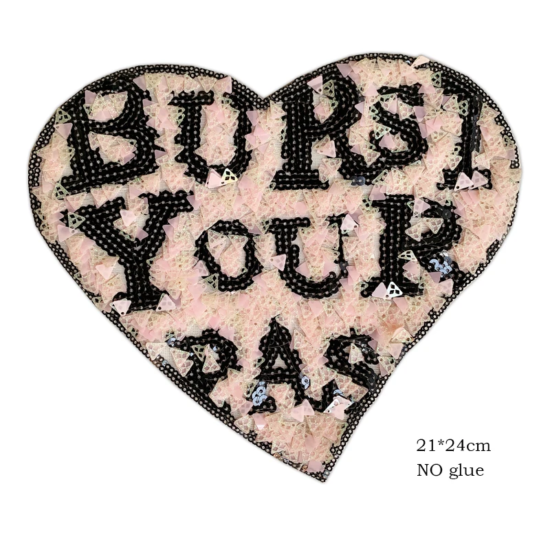 Heart-Shaped Sequins Patches, Embroidered Clothing Accessories, Reversible Sequin Letters, Wholesale