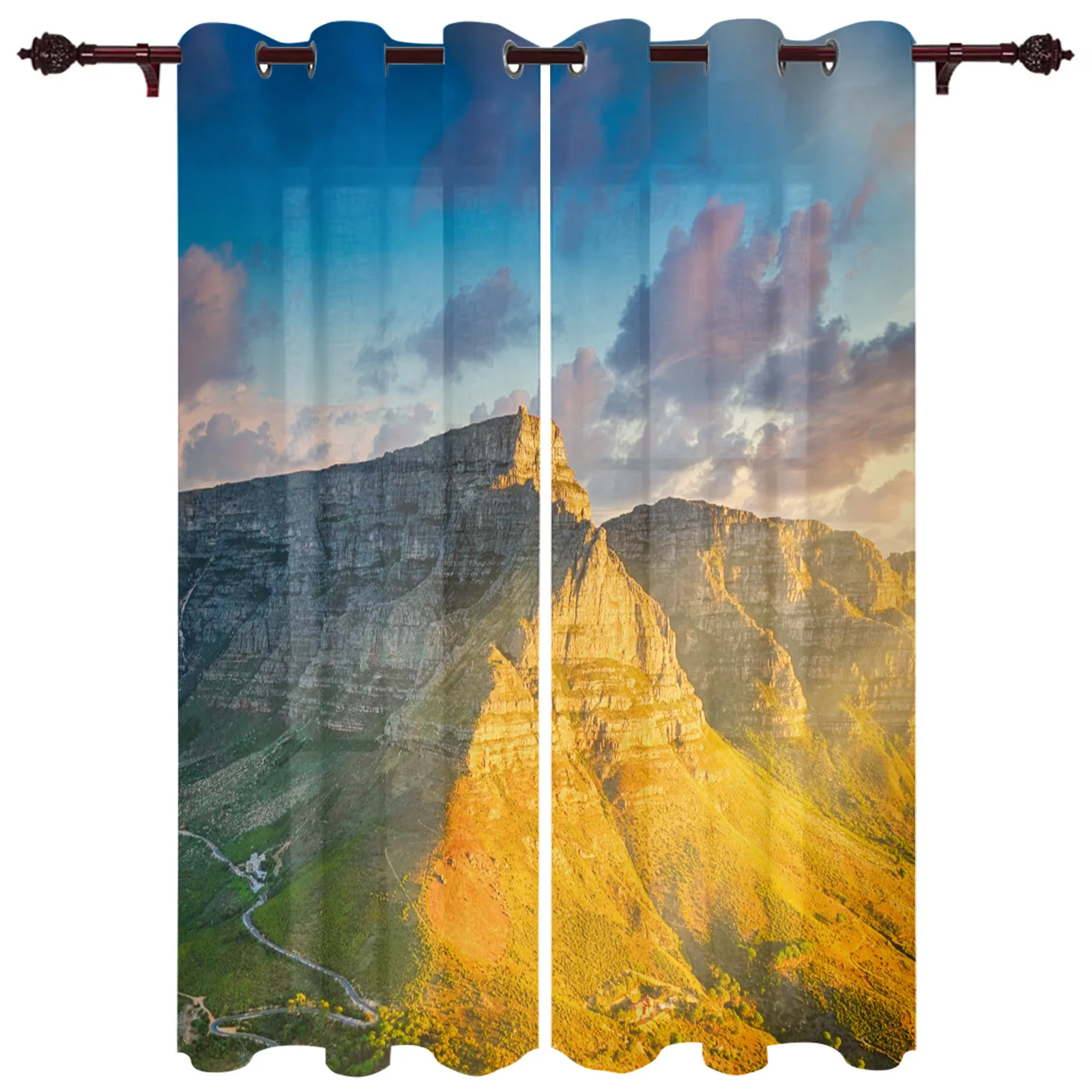 Mountains Nature Dusk Large Curtains For Living Room Window Curtain Bedroom Kitchen Balcony Gazebo Curtain Room Divider