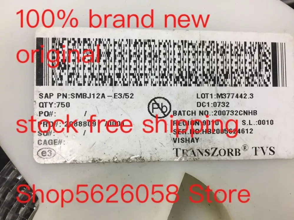 SMBJ12A-E3/52 SMBJ12A-E3 SMBJ12A DP-214A 100% brand new in stock 50PCS/LOT