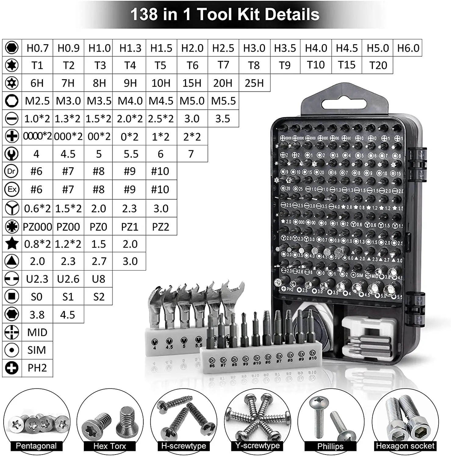 138 In 1 Precision Screwdriver Sets Diy Repair Kit, Screwdriver Tool Kit Suitable.with Mini Wrench And Stripped Screw Remover.