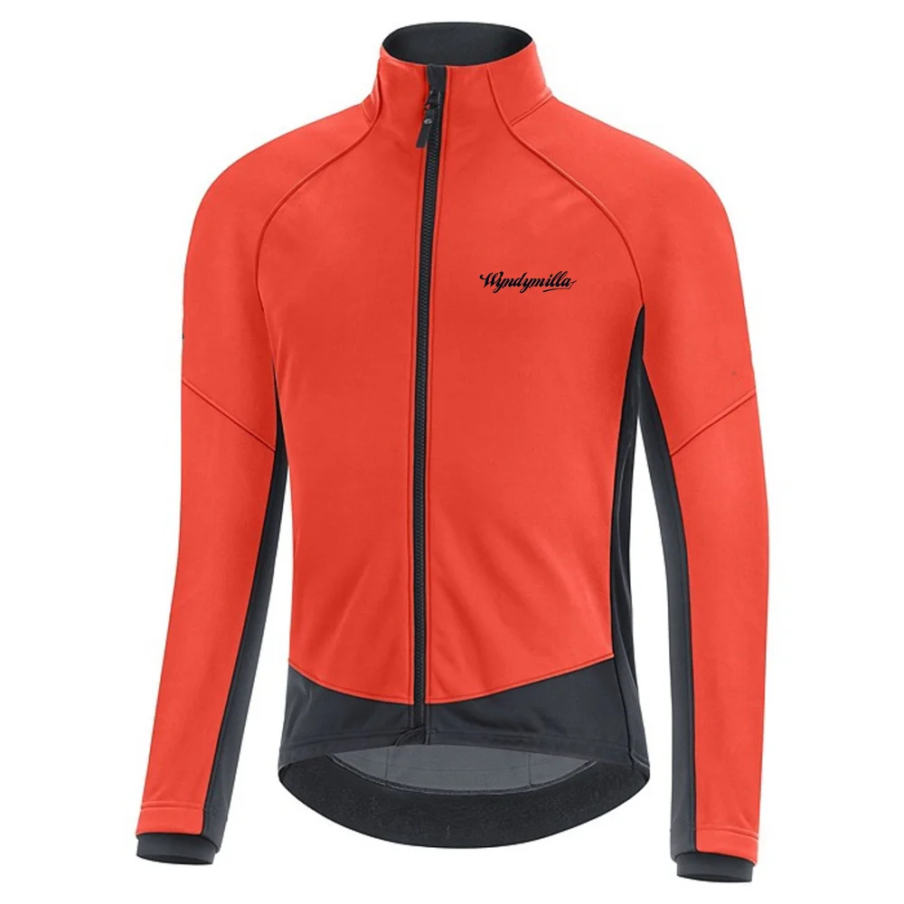 Wyndymilla-Thermal Fleece Cycling Jacket for Men, Long Sleeve Coat, MTB Bike Jersey, Warm Outwear, Winter