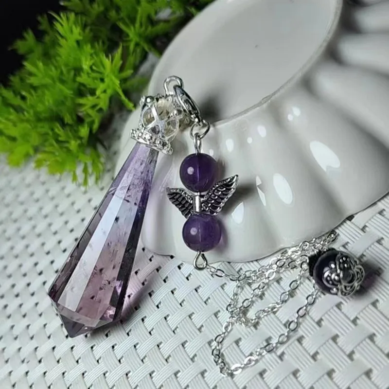 Natural Amethyst Pendulum For Dowsing Natural Stone Pendant Healing Tiger Eye Crystals Pendule Chakra Crystal Pendulum