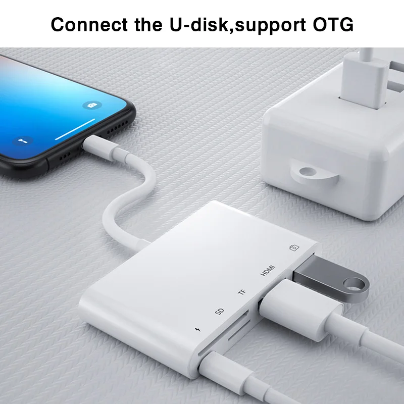 For Lightning To OTG Digital AV Adapter HDMI Same Screen For iPhone iPad USB SD TF HD screen projection cable Charing Converter