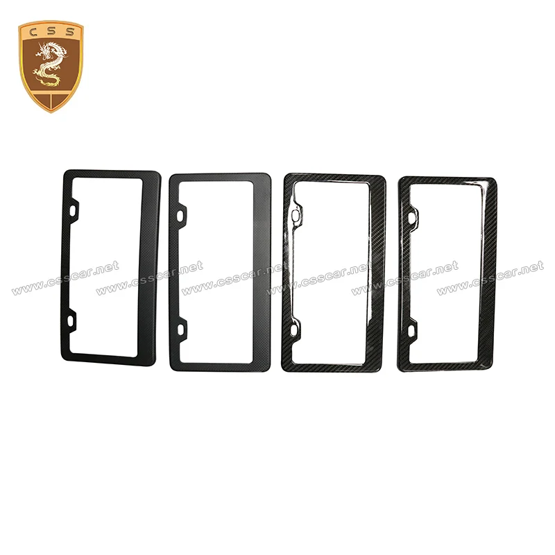 2pcs Universal Car License Plate Frame Car Number Plate Holder High Quality Carbon Fiber Gloss Black Style License Plate Frame