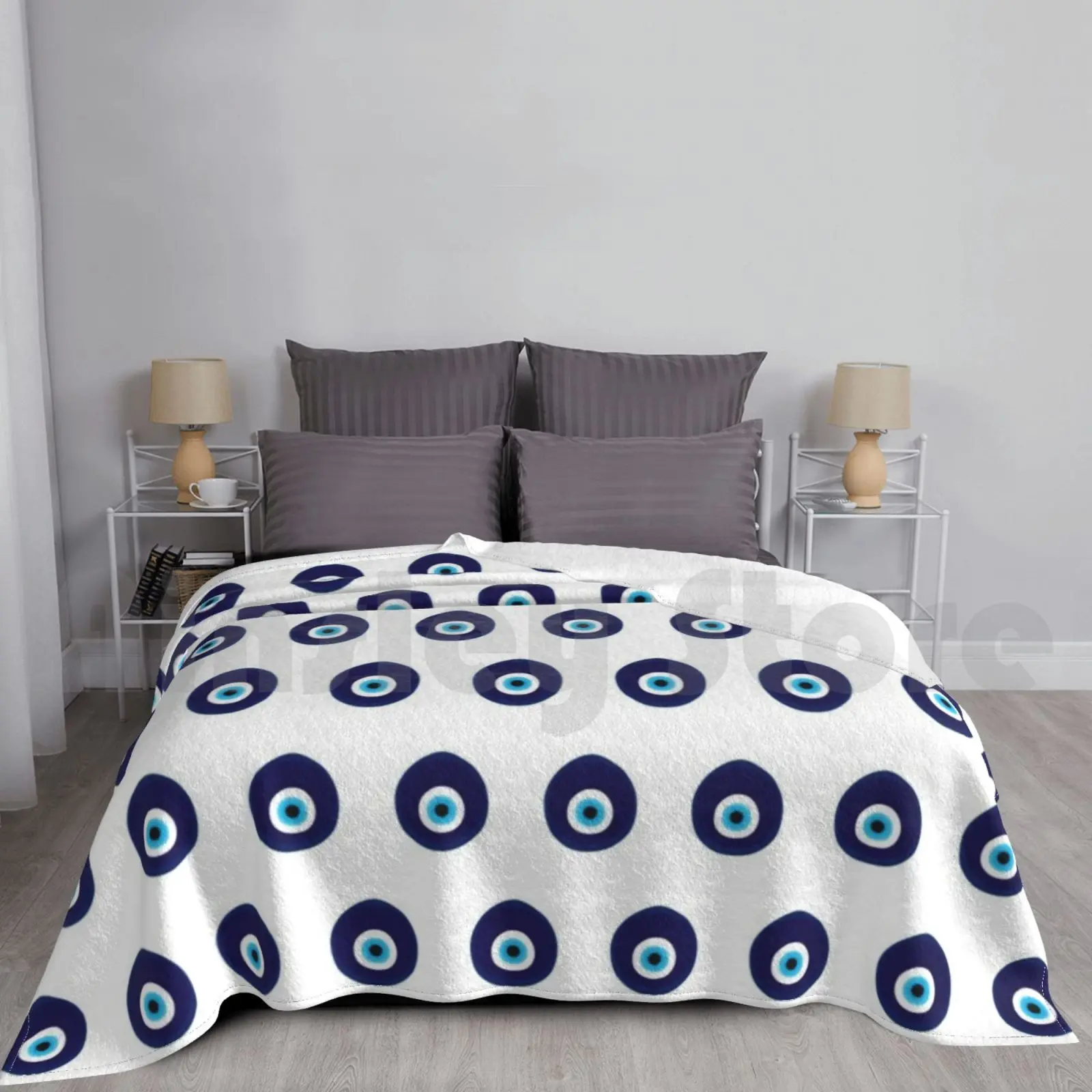 

Turkish Blue Eye Bead Pattern Blanket For Sofa Bed Travel Turkish Eye Blue Nazar Amulet Mashala Turkey Turkic