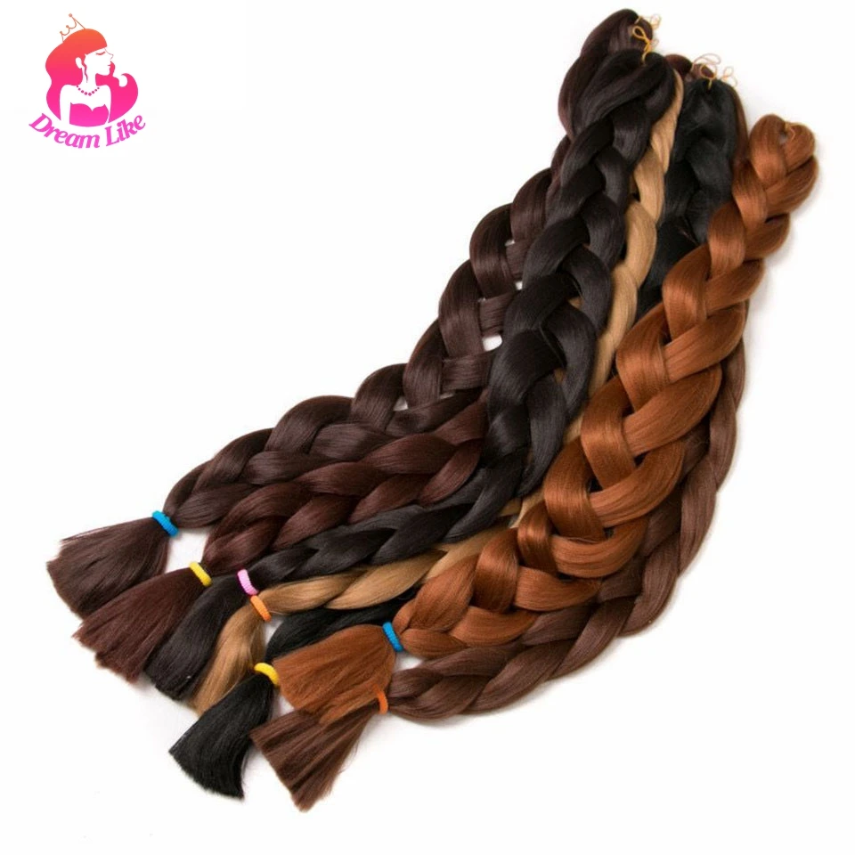 Dream Like Xpression Braiding Hair 82 inch 165g Long Jumbo Braid Extensions Synthetic Hair Pre Stretched Hair Braids Pure Color