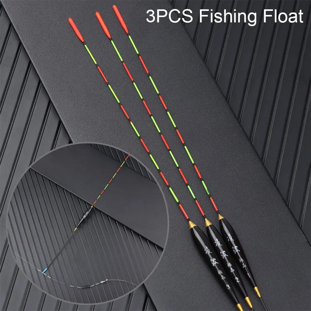 3Pcs Fishing Float Wood Fluorescent High Sensitivity Bobber Luminous Float Marked Bold Fishing Light Float Fishing Accessories