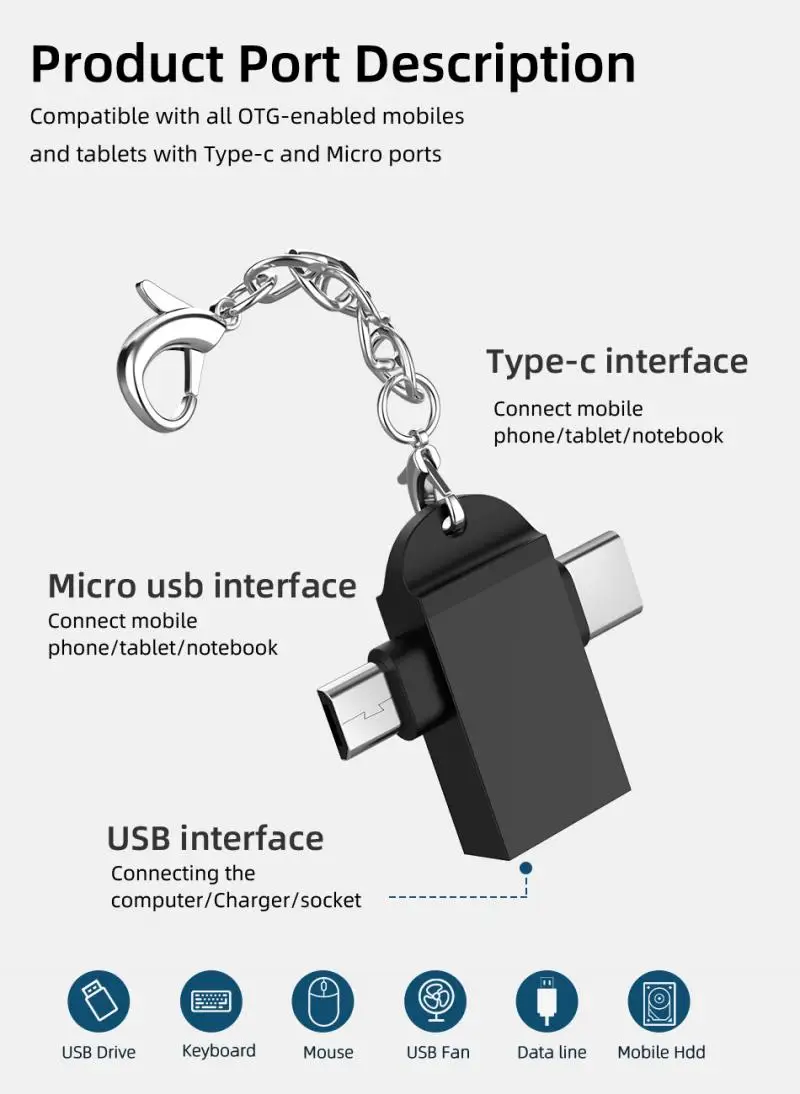 2023 2-in-1 Type-C Micro USB OTG Adapter For Android Huawei USB 3.1 Data Transmit Converters For Tablet Hard Disk Drive Phone