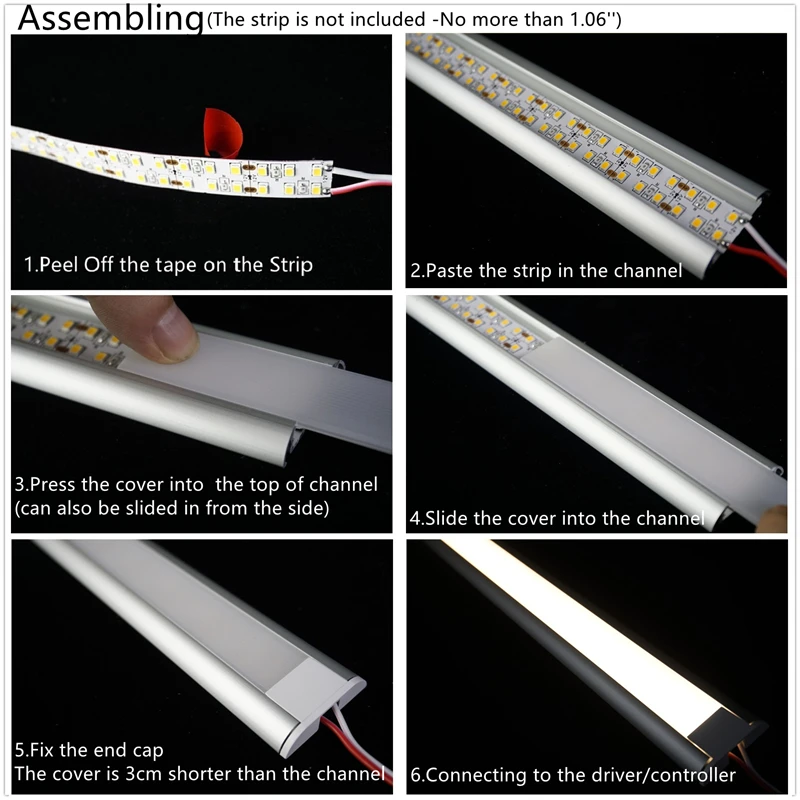 Imagem -06 - Difusor de Canal de Alumínio de Led Pacote com 10 Unidades Tamanho 1m 40 Tamanhos 26 mm de Largura Faixa Dupla Debaixo do Armário Revestimento de Perfil