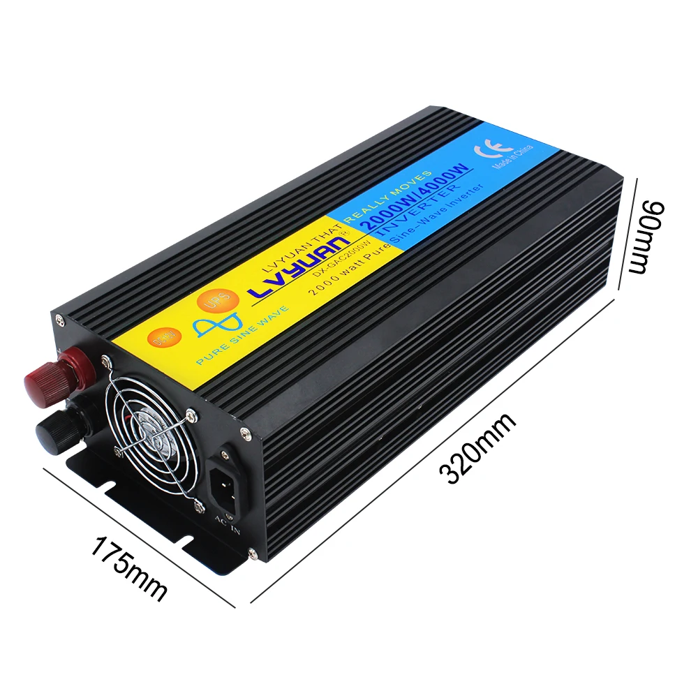 Imagem -03 - Fonte de Alimentação Ininterrupta de 2000w 4000w Carregador Inversor de Energia de Onda Senoidal Pura e Ups dc 12v 24v para ac 220v 230v Soquete Universal