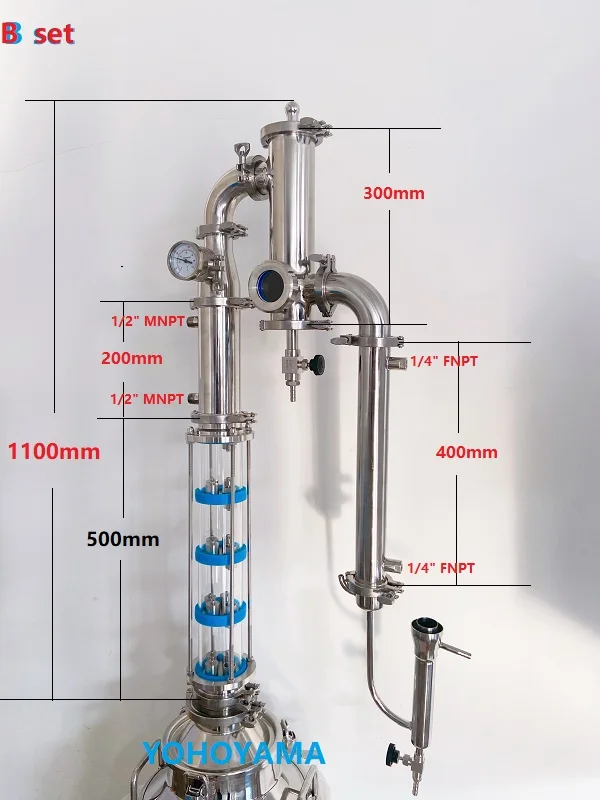Imagem -04 - Coluna Destilador Sanitário Combinação de Torre de Refluxo com Pisos Coluna de Destilação e Conjunto de Cesta de Gin Novo 76 mm Od91