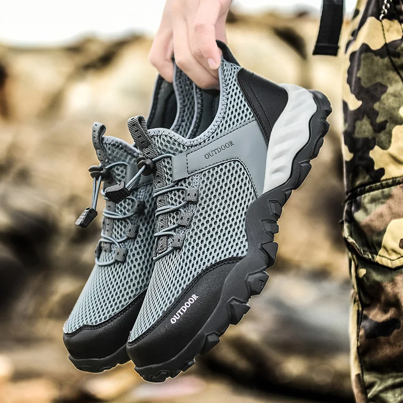 Men Aqua Shoes Trekking Hiking Shoes Breathable Elastic Quick Dry Upstream Socks Soft Non-slip Comfortable Driving Water Sneaker