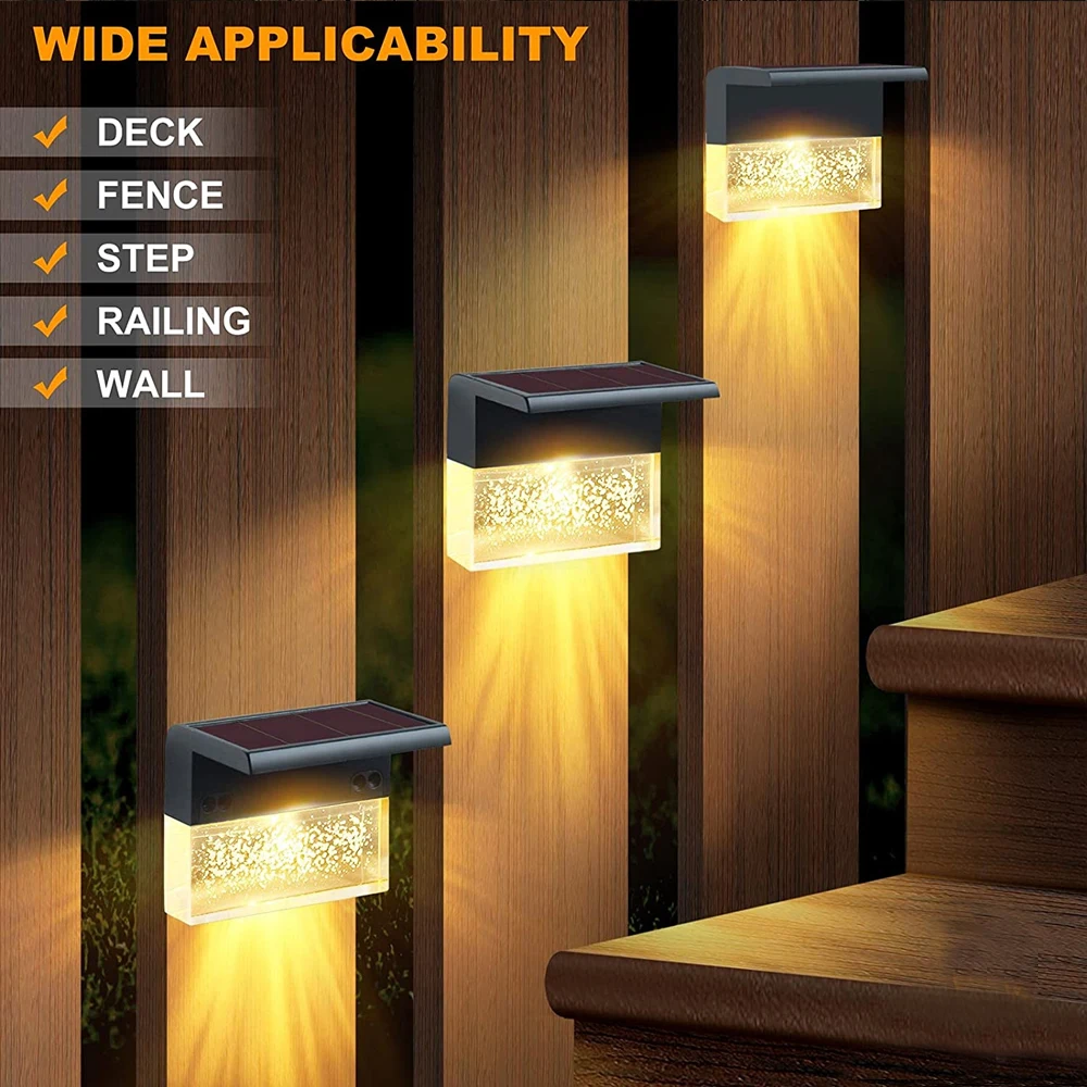 Luce solare a LED per esterni luce per recinzione a LED impermeabile per gradini, cordini, ringhiere, pareti, bianco caldo/cambio colore