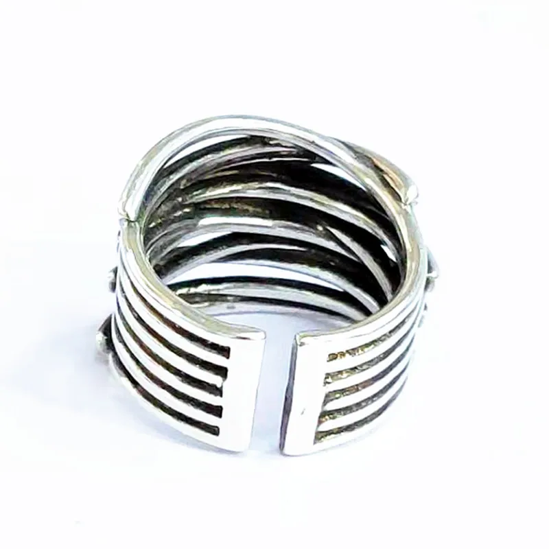 Foxanry 9Silver Color Party Rings Vintage Multilayer Winding Handmade anillos Jewelry Gifts for Women Size 17mm Adjustable