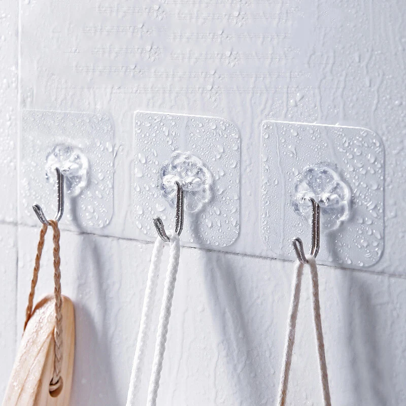 Good 10Pcs Hanger Hook Transparent Strong Adhesive Wall Hangers Hooks Vacuum Suction Cup Heavy Bathroom Stainless Steel Hanger