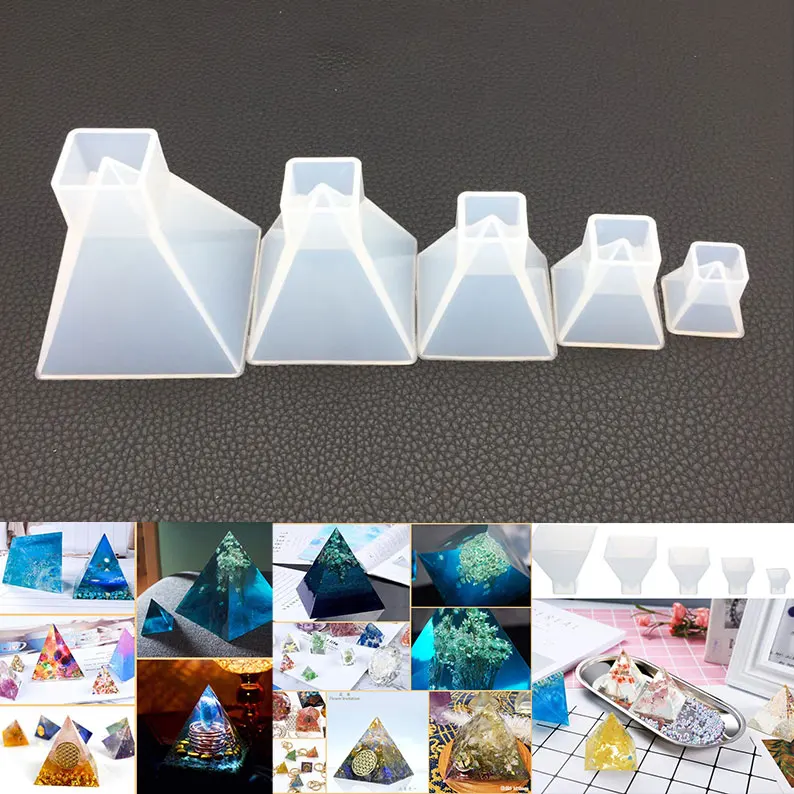 DIY Crystal Epoxy Pyramid Silicone Mold Gypsum Aromatherapy Jewelry Triangle Dried Flower Resin Accessories Creative Handmade