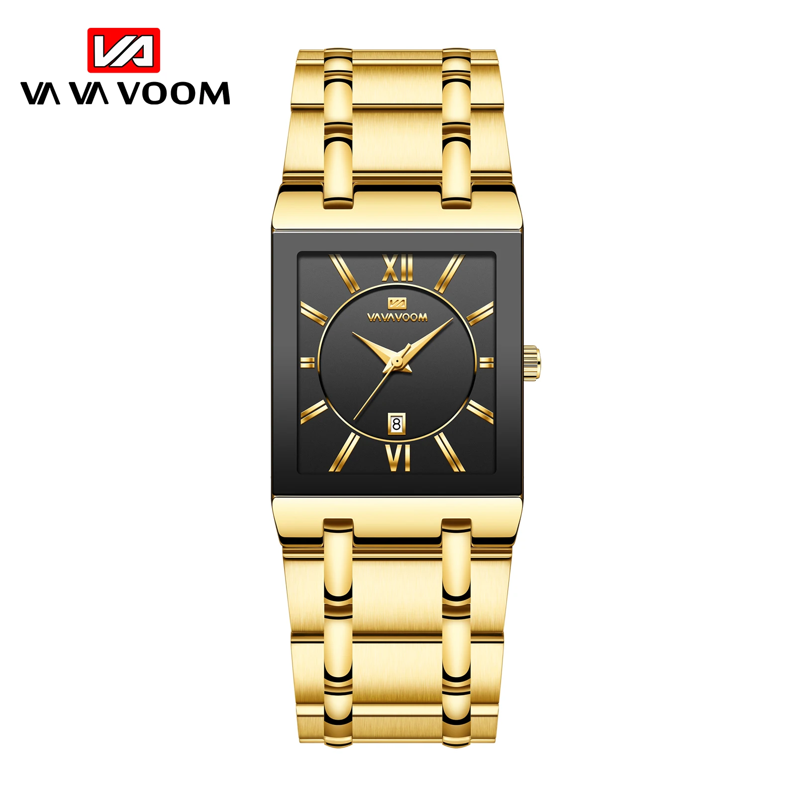 Men\'s Quartz Sports Watch Top Brand Fashion Design Simple Gold Stainless Steel Strap Waterproof Calendar Luxury Men\'s Wristwatch