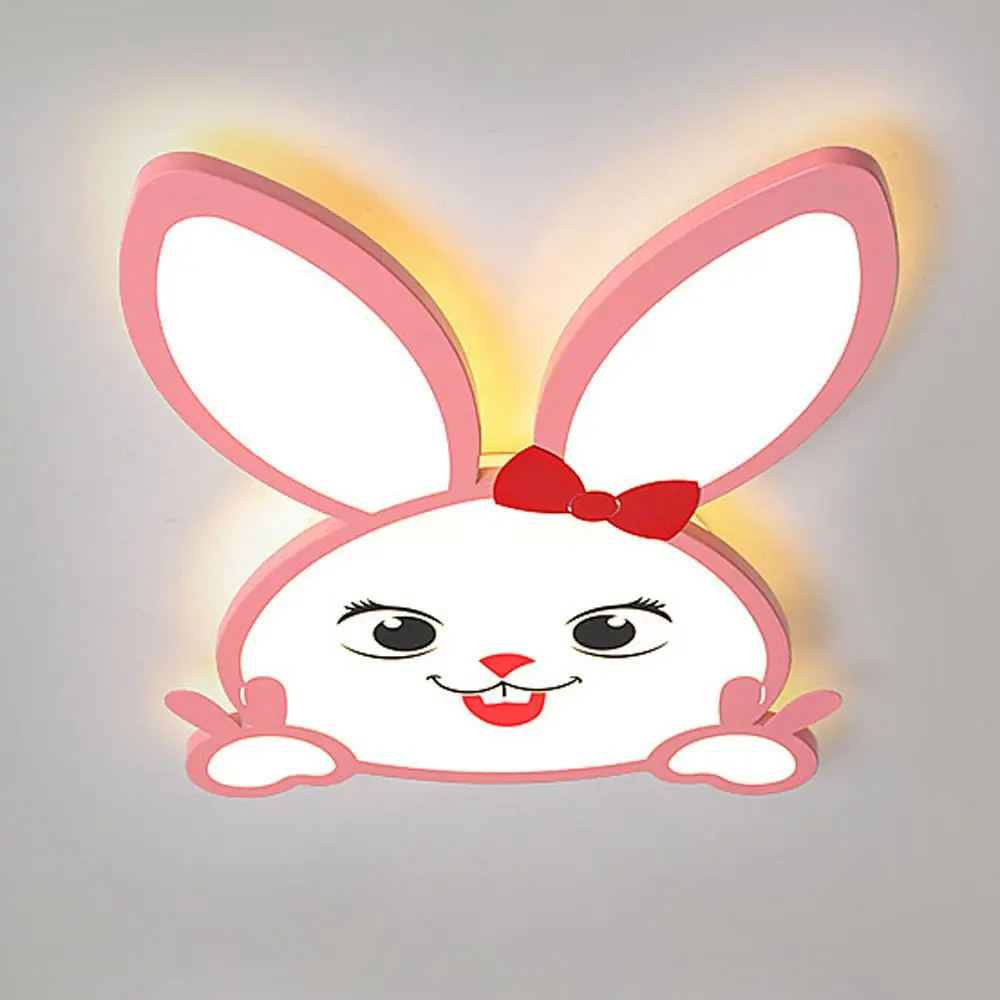 46W LED Rabbit Children Room Ceiling Lamp Ultra-thin Happy Cute Kitchen Bedroom Ceiling Light Smile Girl's Room Ceiling Lamps