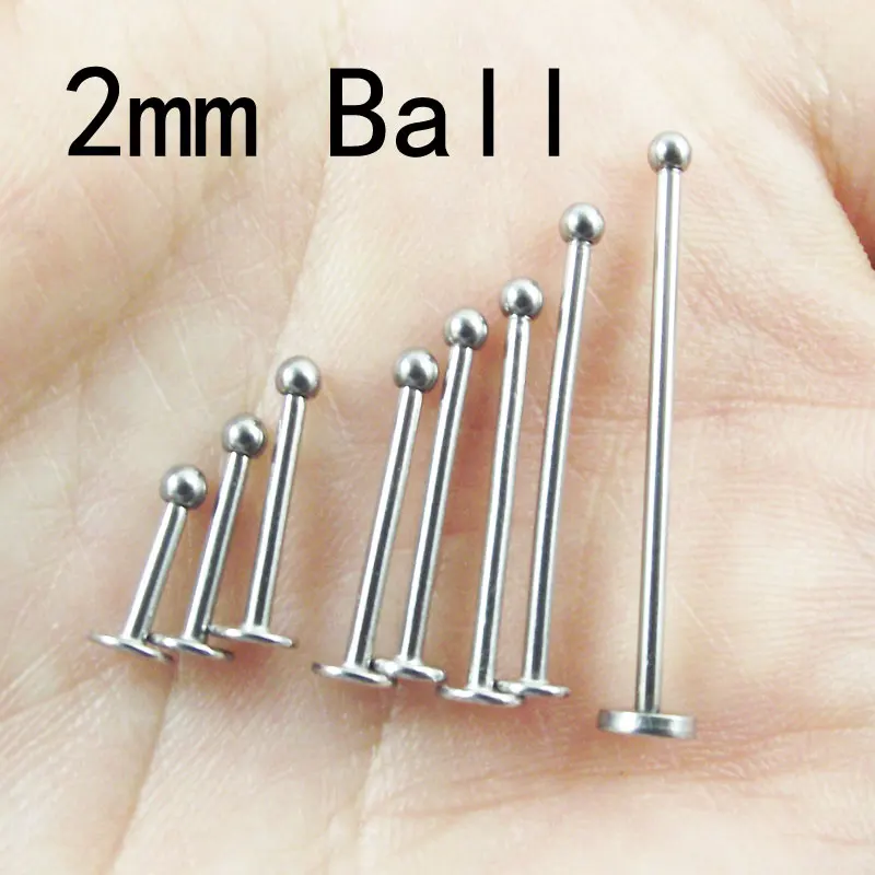 2 Pieces 2mm mini ball invisible Labret Ring Stainless Steel Lip rings Face Ring dimple Rings Tragus Helix Body Piercing Jewelry