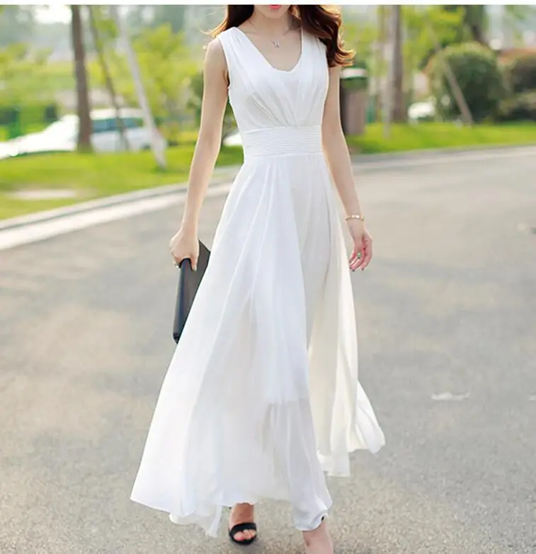 

Summer style Women V-Neck Big swing chiffon long dress boho robe sexy beach party dresses Vestidos maxi dress vestido