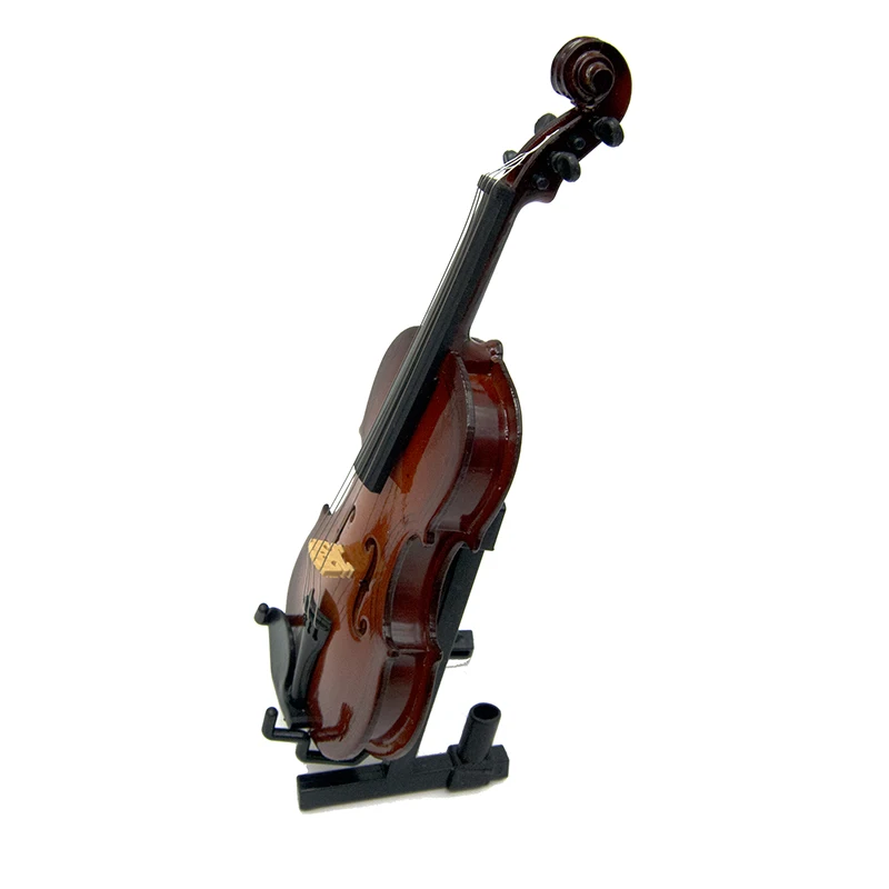 1Pcs Violino Modello con il Supporto e Cassa di Legno In Miniatura Mini Strumento Musicale 1/12 Dollhouse 1/6 Action figure Accessori