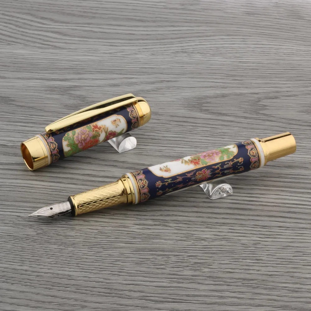 High Quality Fountain Pen Porcelain Ink Pen Cloisonne Penoy Flower 0.7mm Nib Converter Filler Office School Supplies Writing New