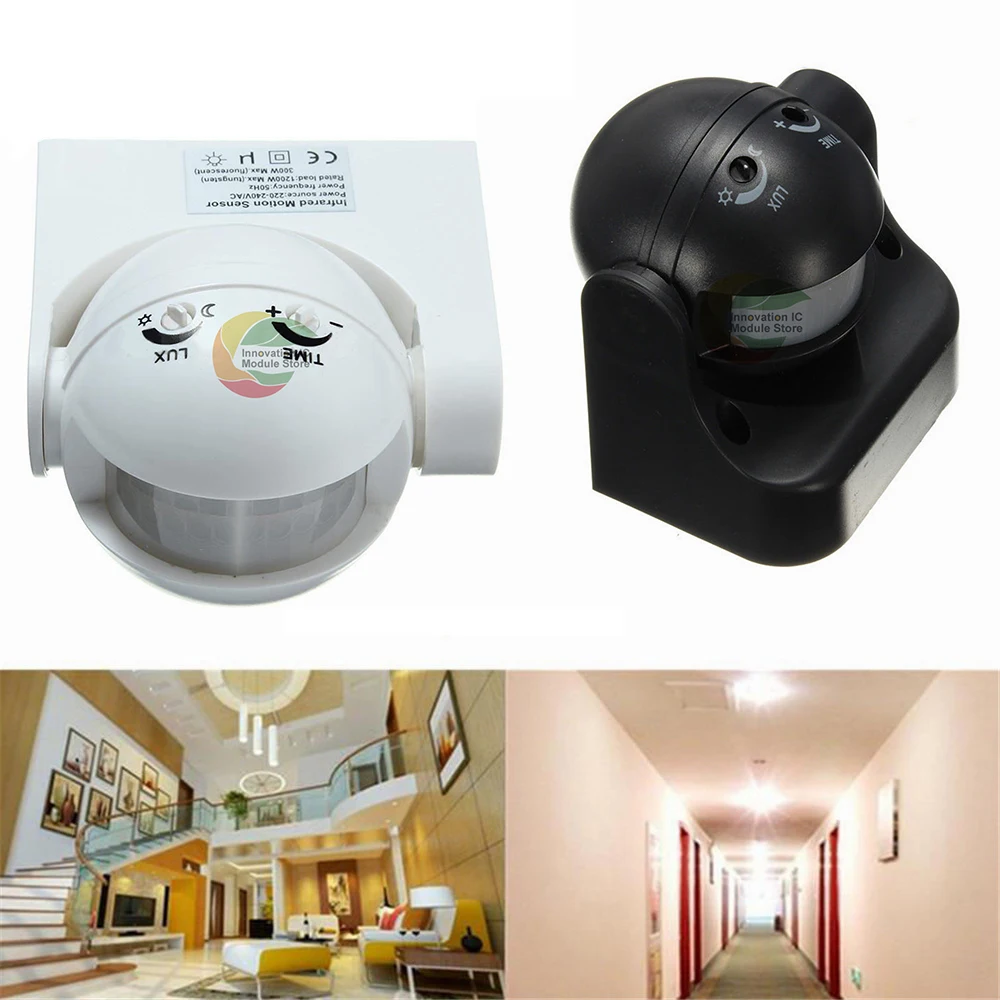 PIR Human Motion Sensor AC 220V Automatic Infrared PIR Infrared Detector 180 Degree Rotation Outdoor Timer Switch Motion Sensor