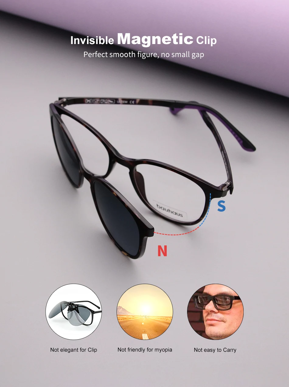 RS008 Ultraleichte Sonnenbrille Für Unisex Frauen Brillen Rahmen Mit Polarisierten Magnet Clip Auf Sonnenbrille Weibliche Uv400 Oculos De – Detail 3