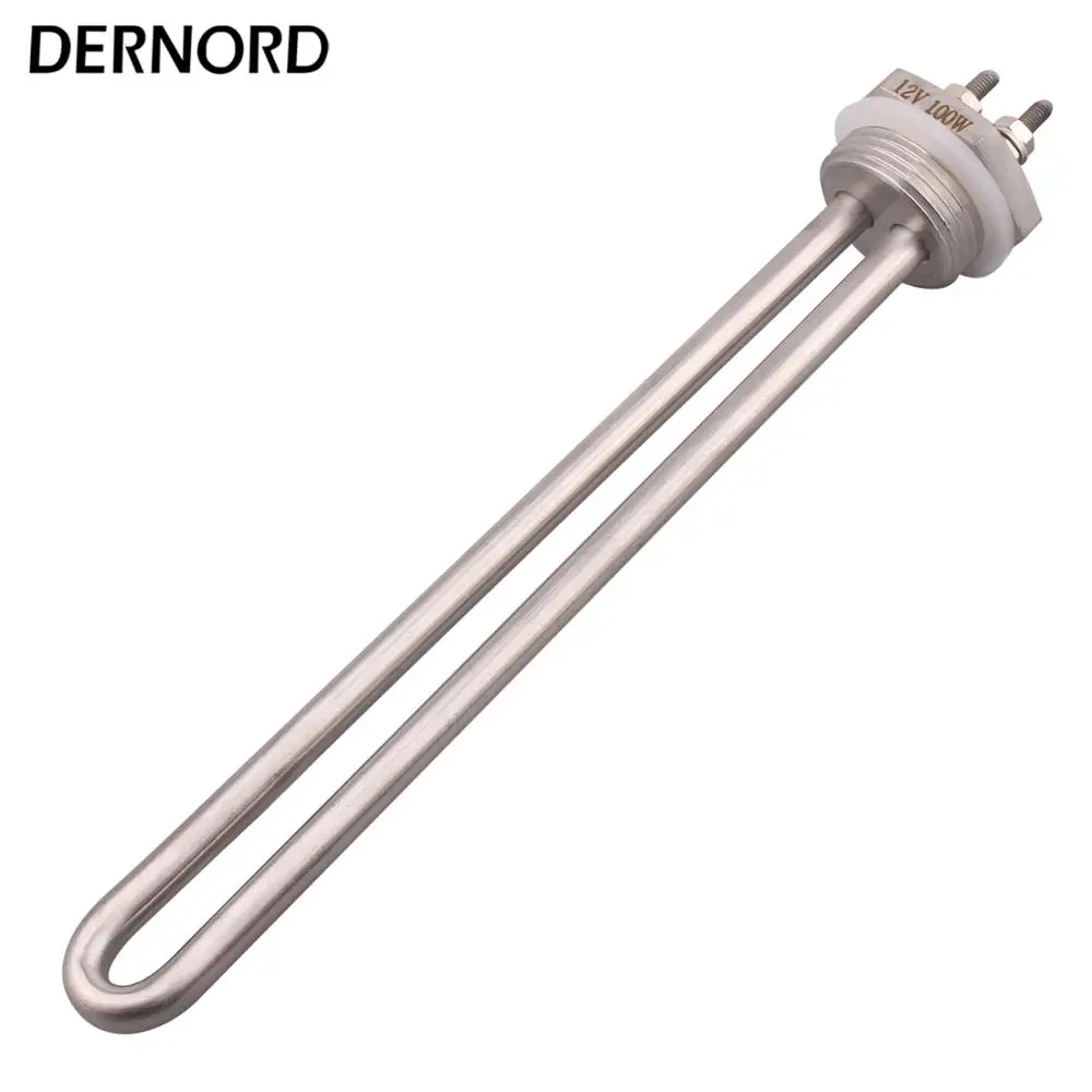 DERNORD elemento riscaldante ad acqua SUS304 DN25 12V 100W DC elemento riscaldante ad immersione con tubo riscaldante da 1 "BSP