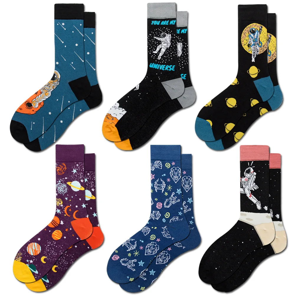 Fashion Hip Hop Colorful Novelty Cotton Mens and Women Socks Cartoon Mushroom Cookie Kawaii Happy Funny Dress Socks