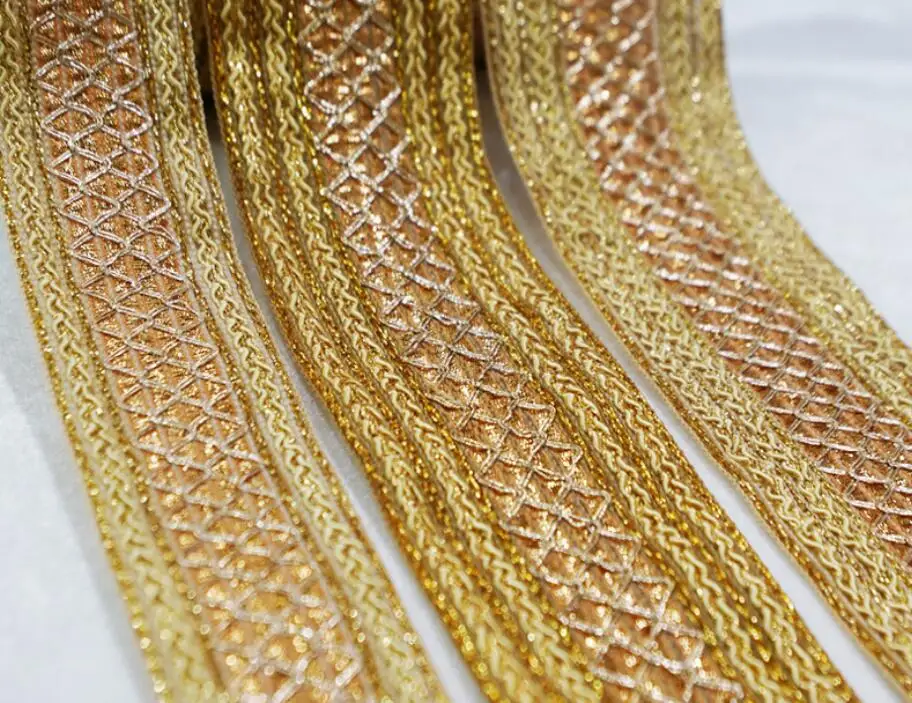 1 LOT = 5 YARDS  gold wire braided ribbon, DIY clothing accessories, shoes and hats decoration materials, ethnic style