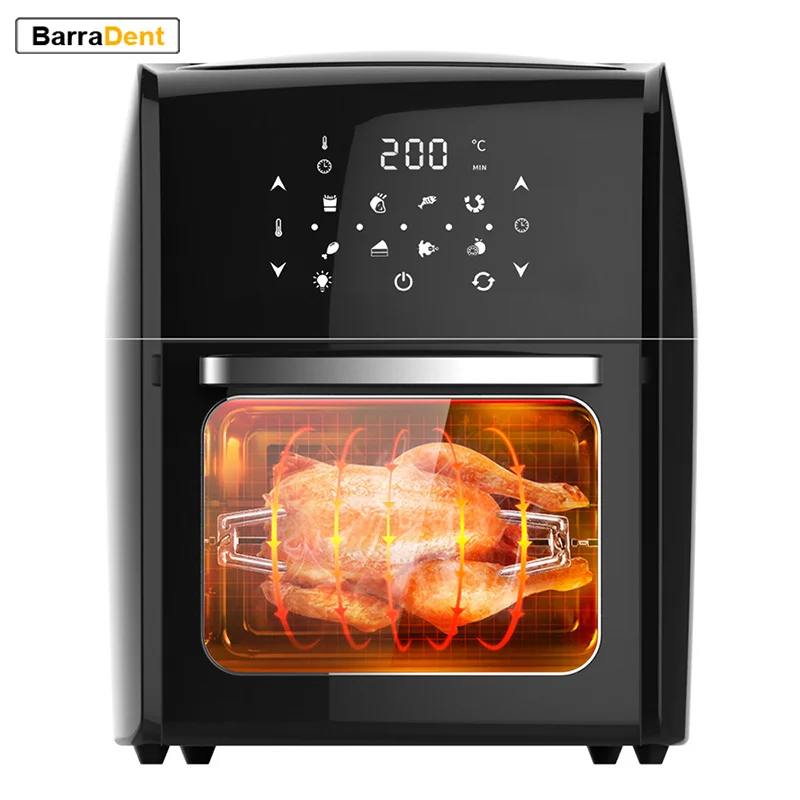 14L 2000W Smokeless Air Fryer Oven Large Convection Toaster Cooker With Digital Touch Screen For Toast Bake Roast Rotisserie