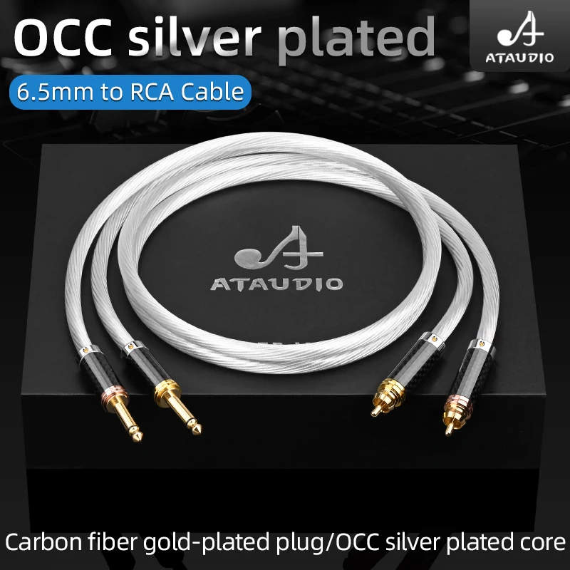 ATAUDIO Hifi Dual 6.5mm to Dual RCA Cable HI-End Mono 6.35mm to RCA Aduio Cable With Gold-Plated Plug