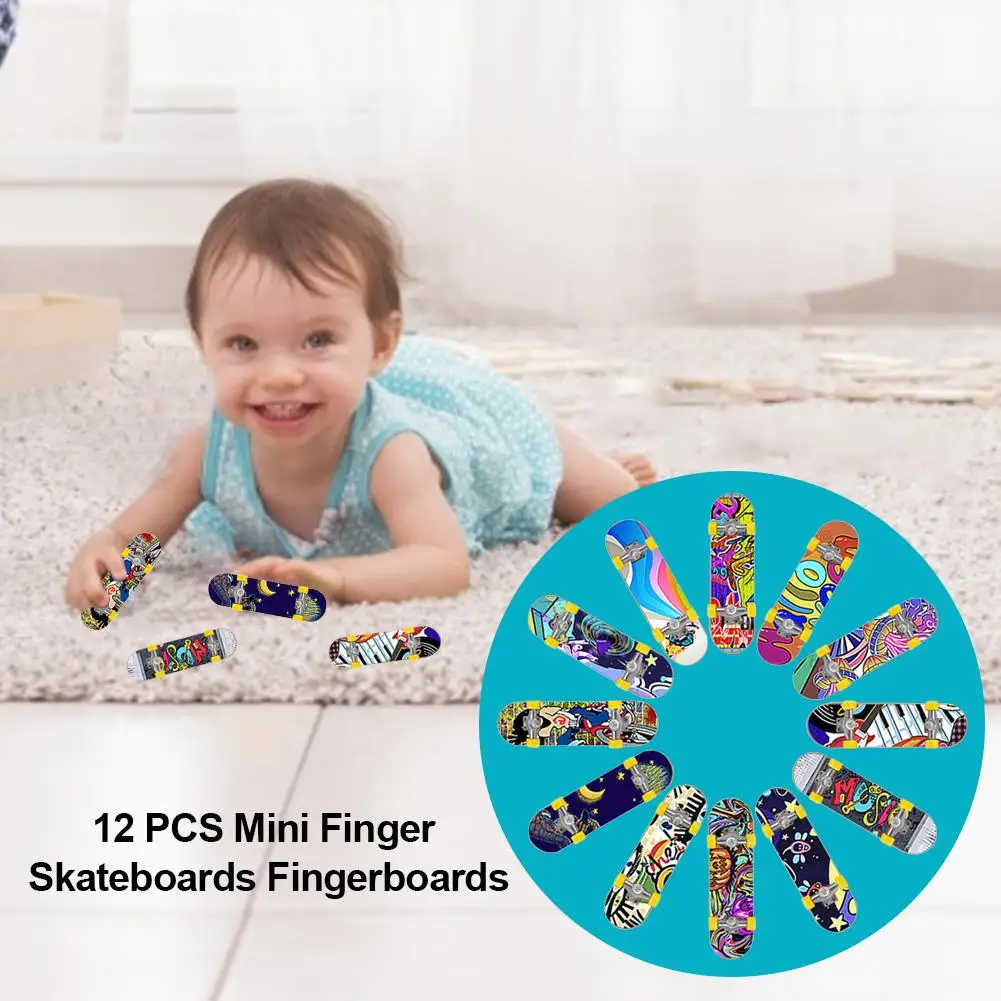 12 PCS Fingerboards professionale Mini Finger Skateboard Finger Sports Training puntelli per bambini regali di compleanno