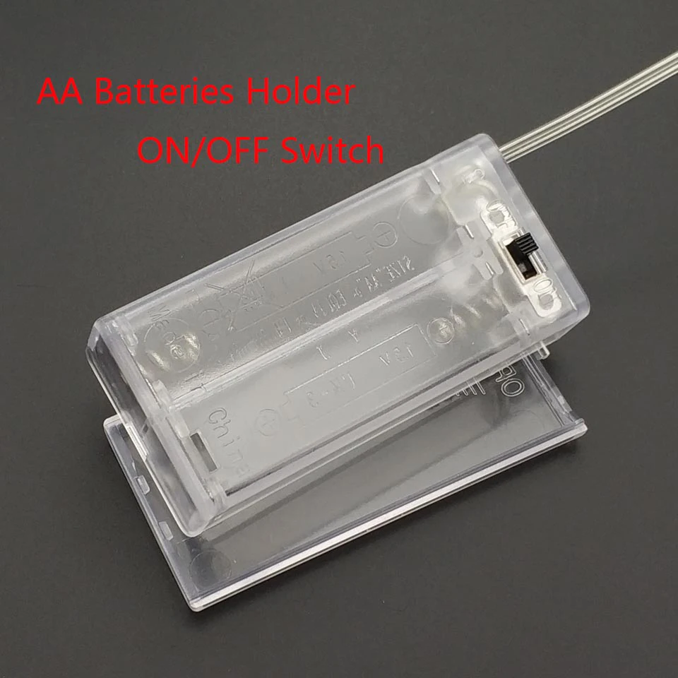 2 AA Battery Holder Box Case With Switch New AA Battery Holder Box Case With Switch Transparent