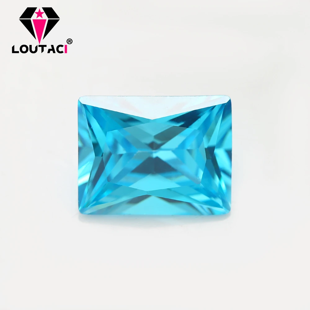 

LOUTACI Cubic Zirconia Gemstone 5A CZ Baguette Shape Aquamarine Color Small Size 1.5x3-4x6mm