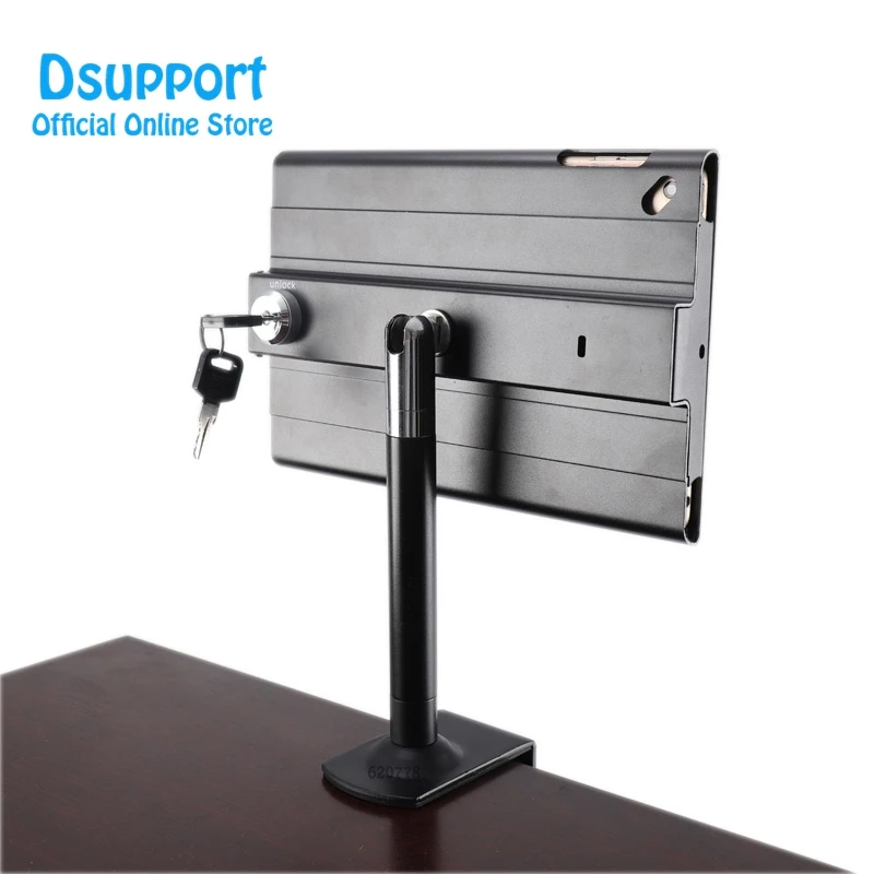 Fit for iPad mini 12345 Full rotation desk stand metal case display retail bracket tablet pc holder support anti-thief