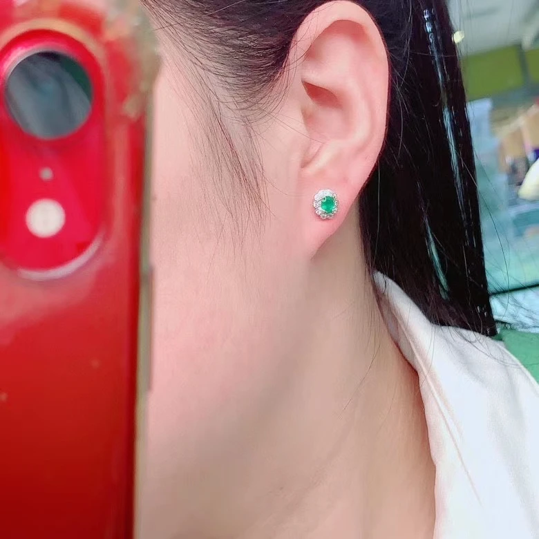 CoLife Jewelry 100% Natural Ruby Emerald Sapphire Stud Earrings 925 Silver Gemstone Earrings for Daily Wear Gift for Girl Friend