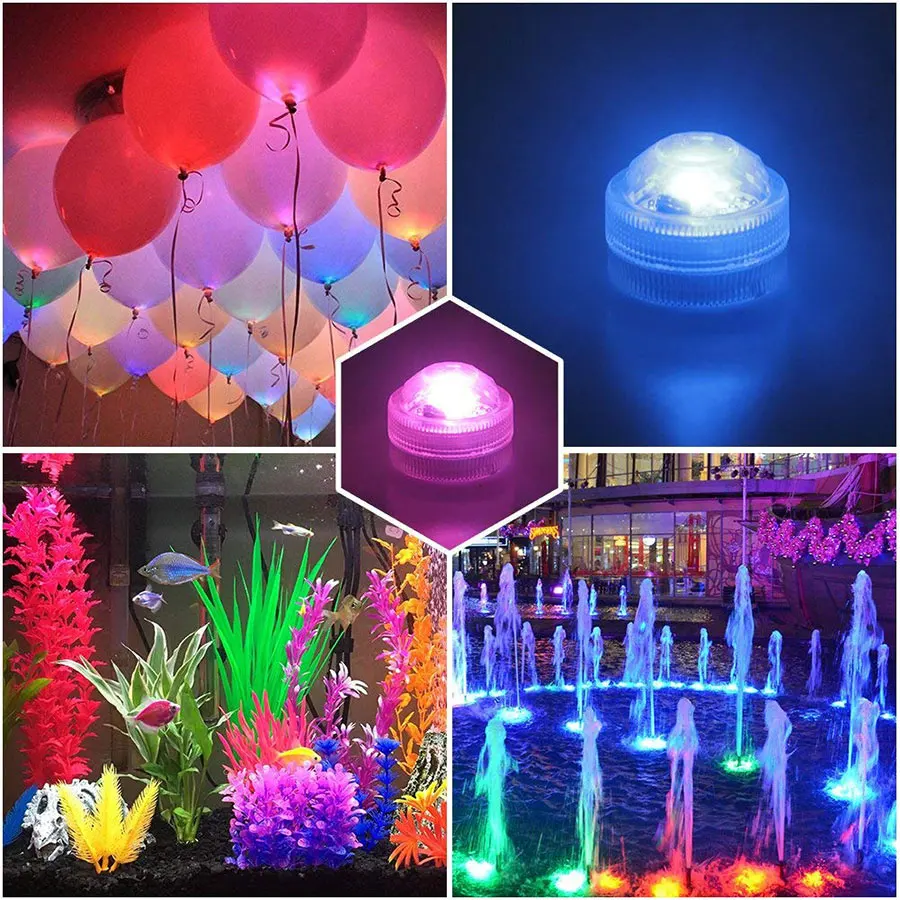 Submersible LED Lights Waterproof RGB Underwater Light For Wedding Tea Light Hot Tub Pond Pool Bathtub Aquarium Party Vase Decor